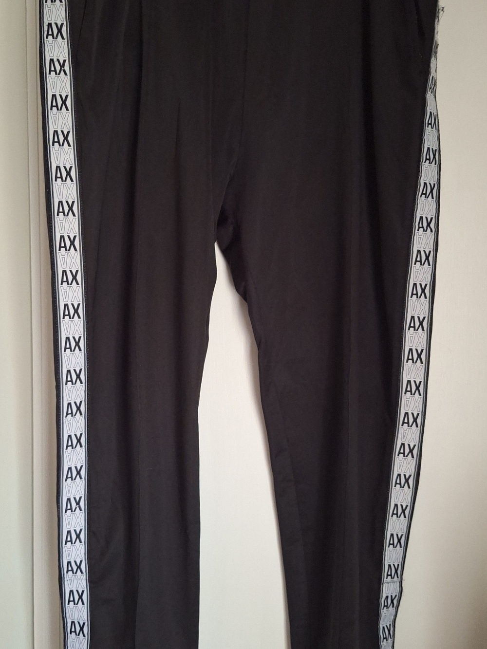 Armani Exchange Men’s Black Track Pants with Logo Tape